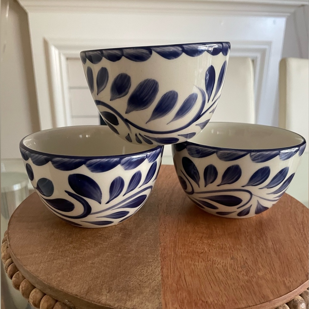 3- pottery Anfora puebla blue bowls ( 8 oz)